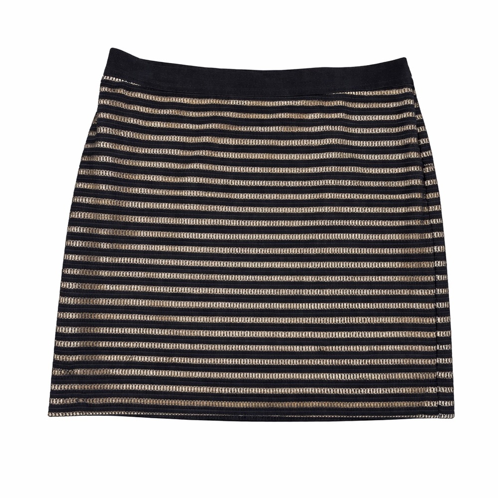 Ann Taylor Black & Nude Striped Pencil Skirt Lined Women’s 10